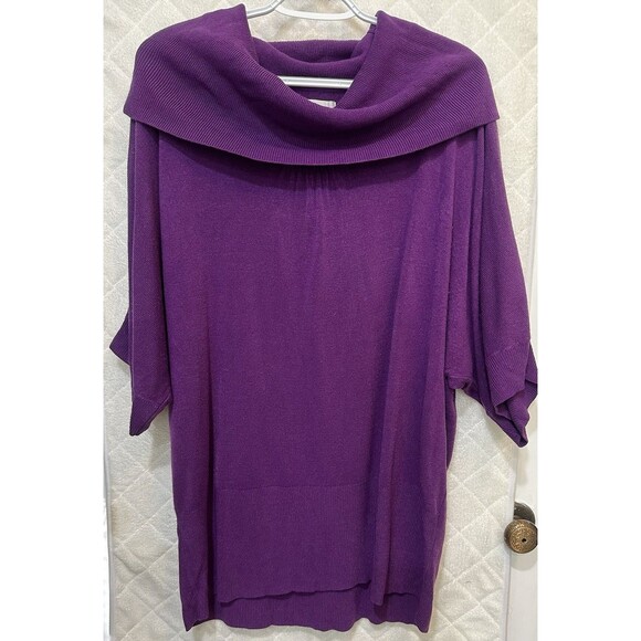 Avenue Women's Plus Purple Cowl Neck Acrylic Loose Half Sleeve Sweater 22-24 - Picture 1 of 5